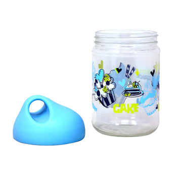Blue Glass Jar Pastel Lid 500ml Food Container