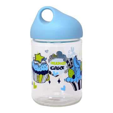 6Pcs Blue Glass Jar Airtight Pastel Lid 500ml