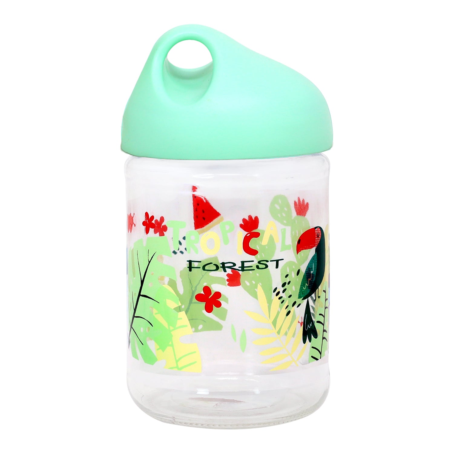 Green Glass Jar Airtight Pastel Lid 500ml Food Container