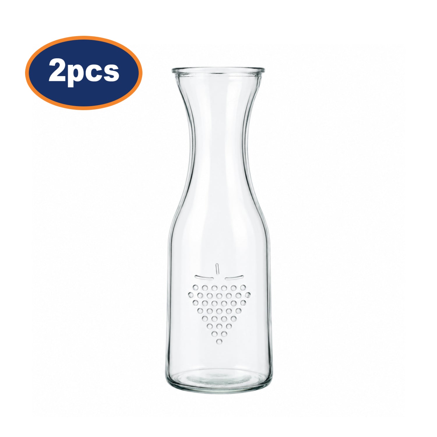 2Pcs 1L Clear Glass Water Decanter Carafe w/ Lid