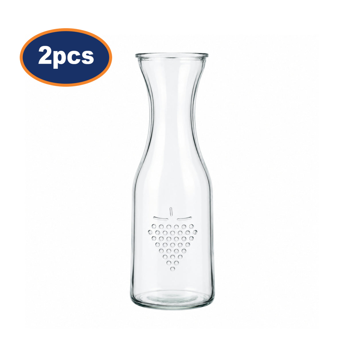 2Pcs 1L Clear Glass Water Decanter Carafe w/ Lid