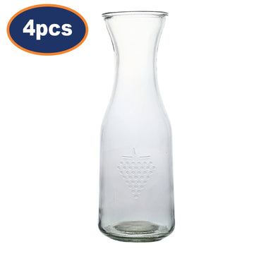 4Pcs 1L Clear Glass Water Decanter Carafe w/ Lid