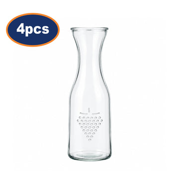 4Pcs 1L Clear Glass Water Decanter Carafe w/ Lid