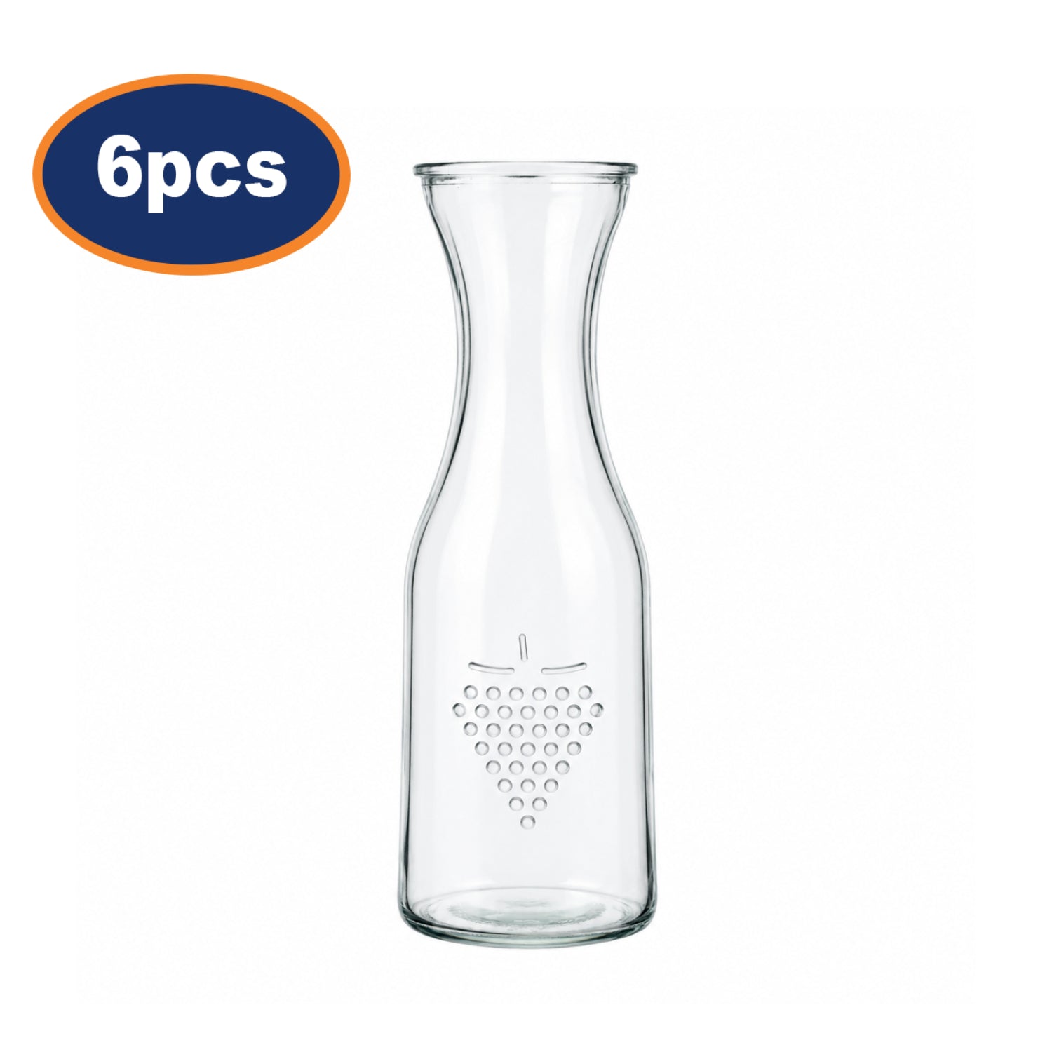 6Pcs 1L Clear Glass Water Decanter Carafe w/ Lid
