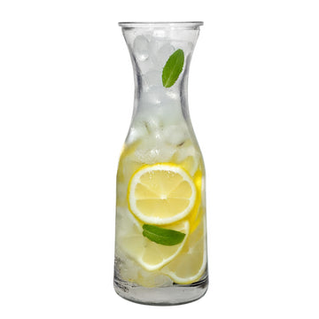2Pcs 1L Clear Glass Water Decanter Carafe w/ Lid