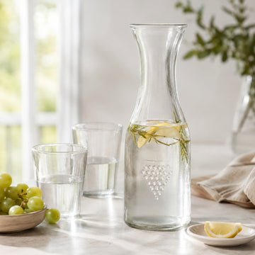 6Pcs 1L Clear Glass Water Decanter Carafe w/ Lid