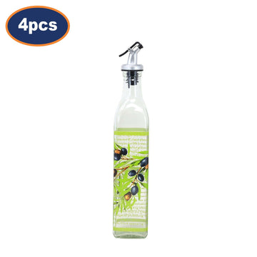 4Pcs 500ml Olives Design Oil/Vinegar Dispenser Glass Bottle