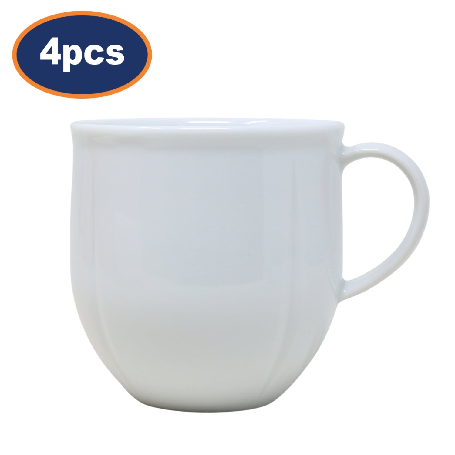 4Pcs 320ml White Porcelain Mugs Set