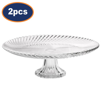 2Pcs 32cm Clear Glass Cake Stand