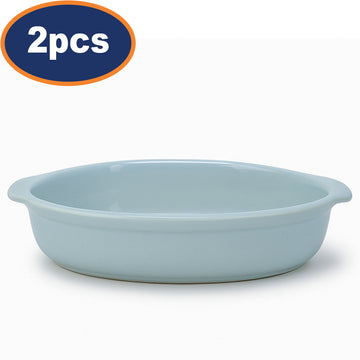2Pcs 27cm Blue Ceramic Oval Baking Dish