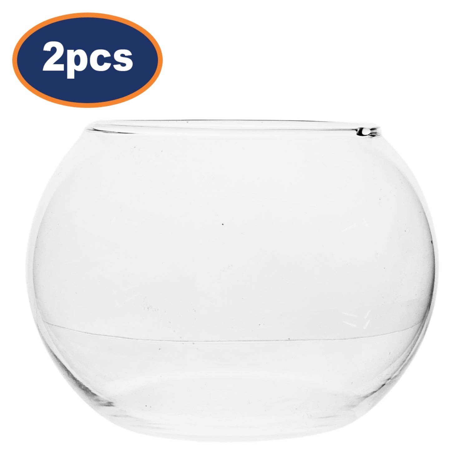 2Pcs 18cm Clear Decorative Glass Bowl