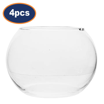 4Pcs 18cm Clear Decorative Glass Bowl