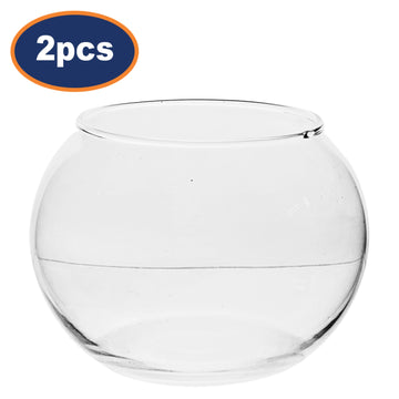 2Pcs Clear Glass Bowl Vase 23cm Decorative