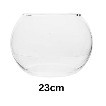 Clear Glass Bowl Vase 23cm Decorative