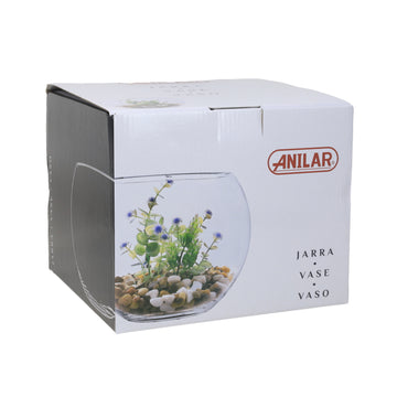 2Pcs Clear Glass Bowl Vase 23cm Decorative