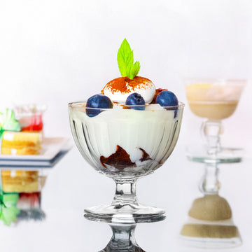 4Pcs 400ml Clear Fluted Glass Ice Cream Cups