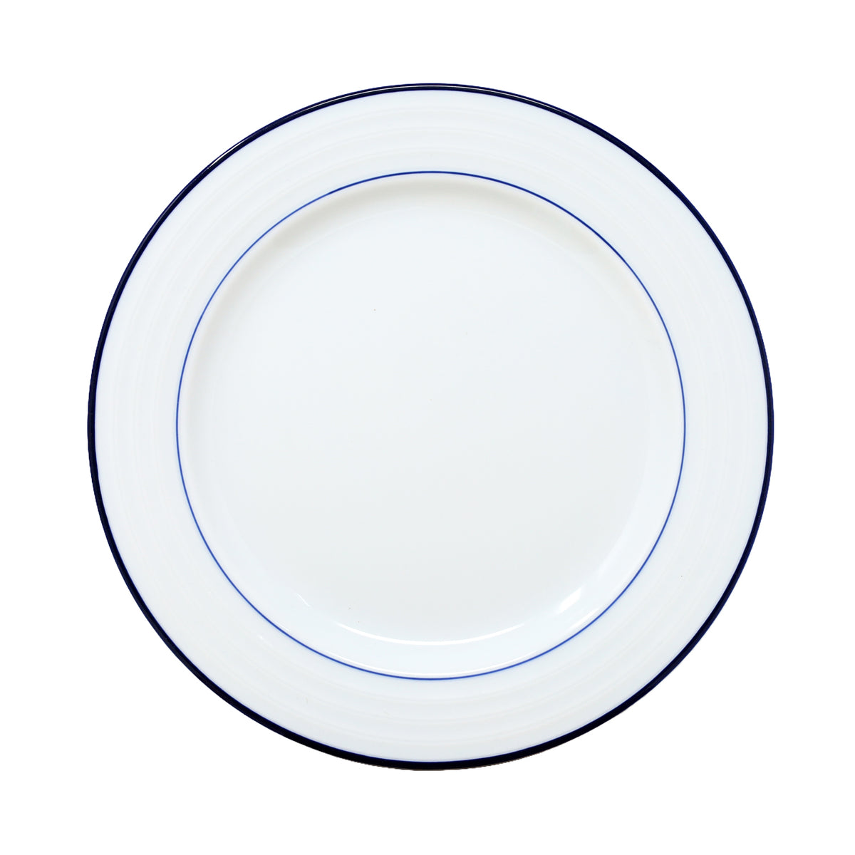27cm Stoneware White Blue Rim Round Dinner Plate