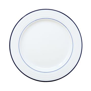 27cm Stoneware White Blue Rim Round Dinner Plate