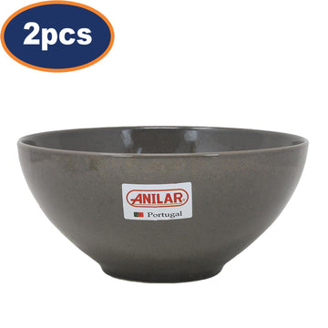 2Pcs 24cm Large Ceramic Grey Salad Bowl