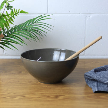 2Pcs 24cm Large Ceramic Grey Salad Bowl