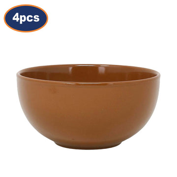 4Pcs 15.5cm Brown Ceramic Salad Bowl
