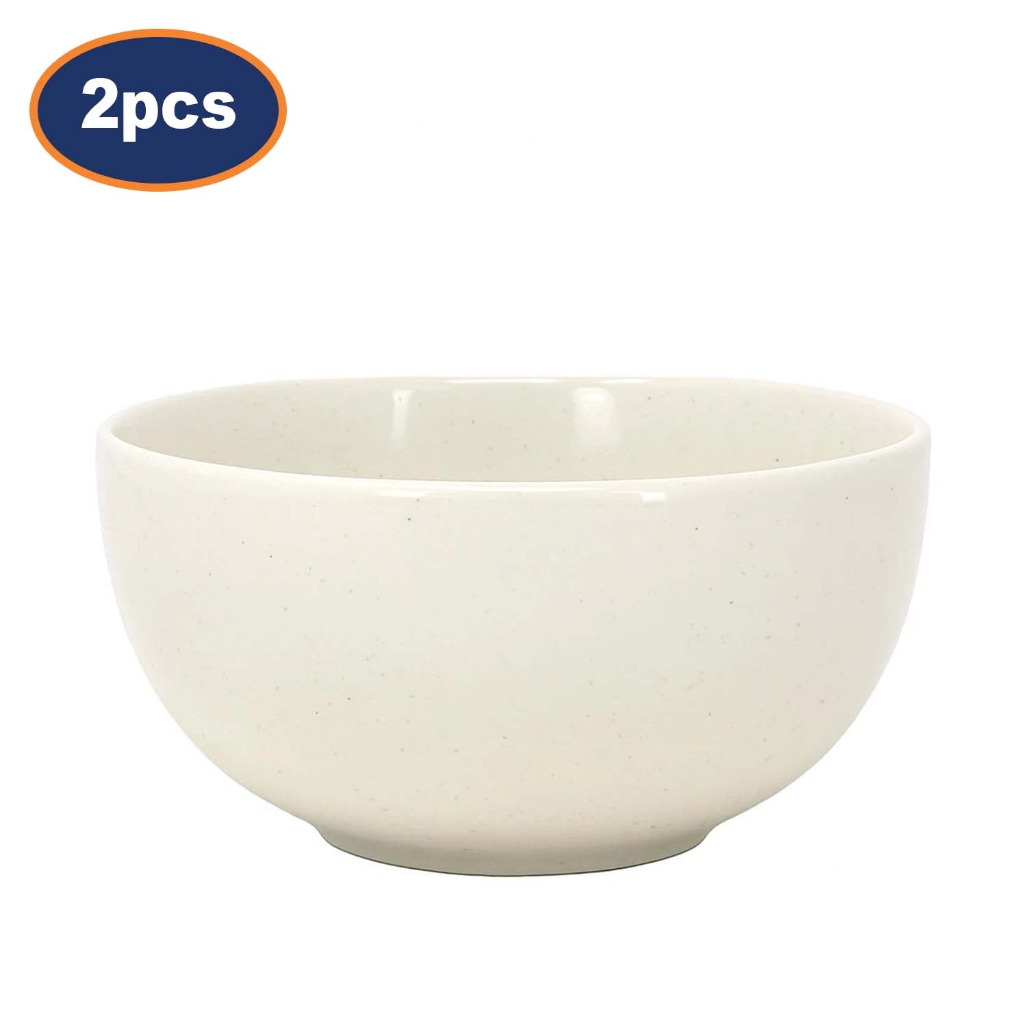 2Pcs 15.5cm Cream Ceramic Salad Bowl