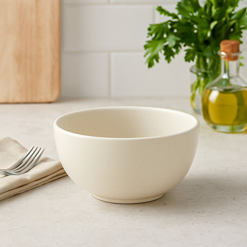 6Pcs 15.5cm Cream Ceramic Salad Bowl