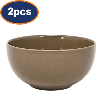 2Pcs 15.5cm Taupe Ceramic Salad Bowl