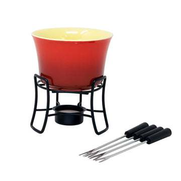 Chocolate Fondue Set with Forks and Tealight (Red)