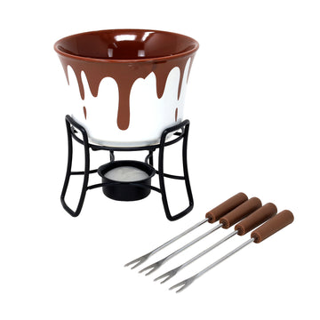 Chocolate Fondue Set with Forks and Tealight (White)