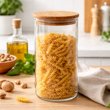 2Pcs 1.1L Wood Lid Airtight Glass Canister Jar
