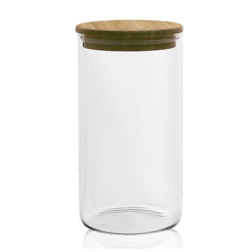 1.1L Wood Lid Airtight Glass Canister Jar