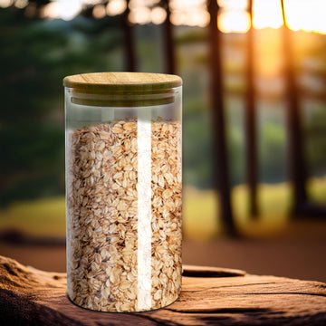 4Pcs 1.1L Wood Lid Airtight Glass Canister Jar