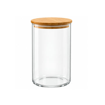 700ml Wood Lid Airtight Glass Storage Jar