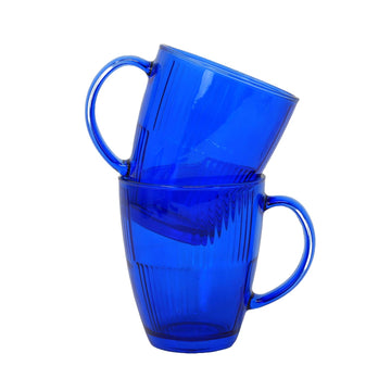 2pcs Blue Cups Clear Drinking Glasses