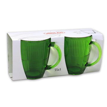 2pcs Green Cups Clear Drinking Glasses