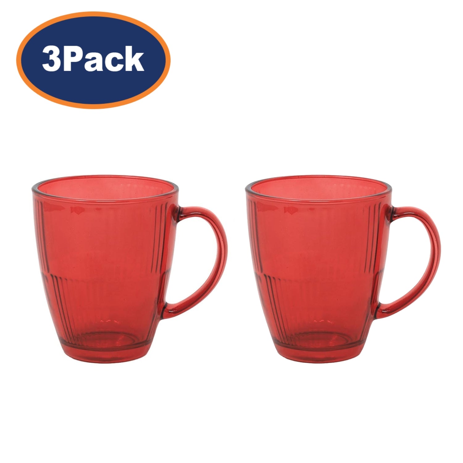 6pcs Red Cups Clear Drinking Glasses