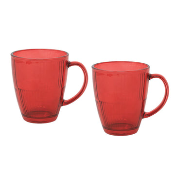 4pcs Red Cups Clear Drinking Glasses