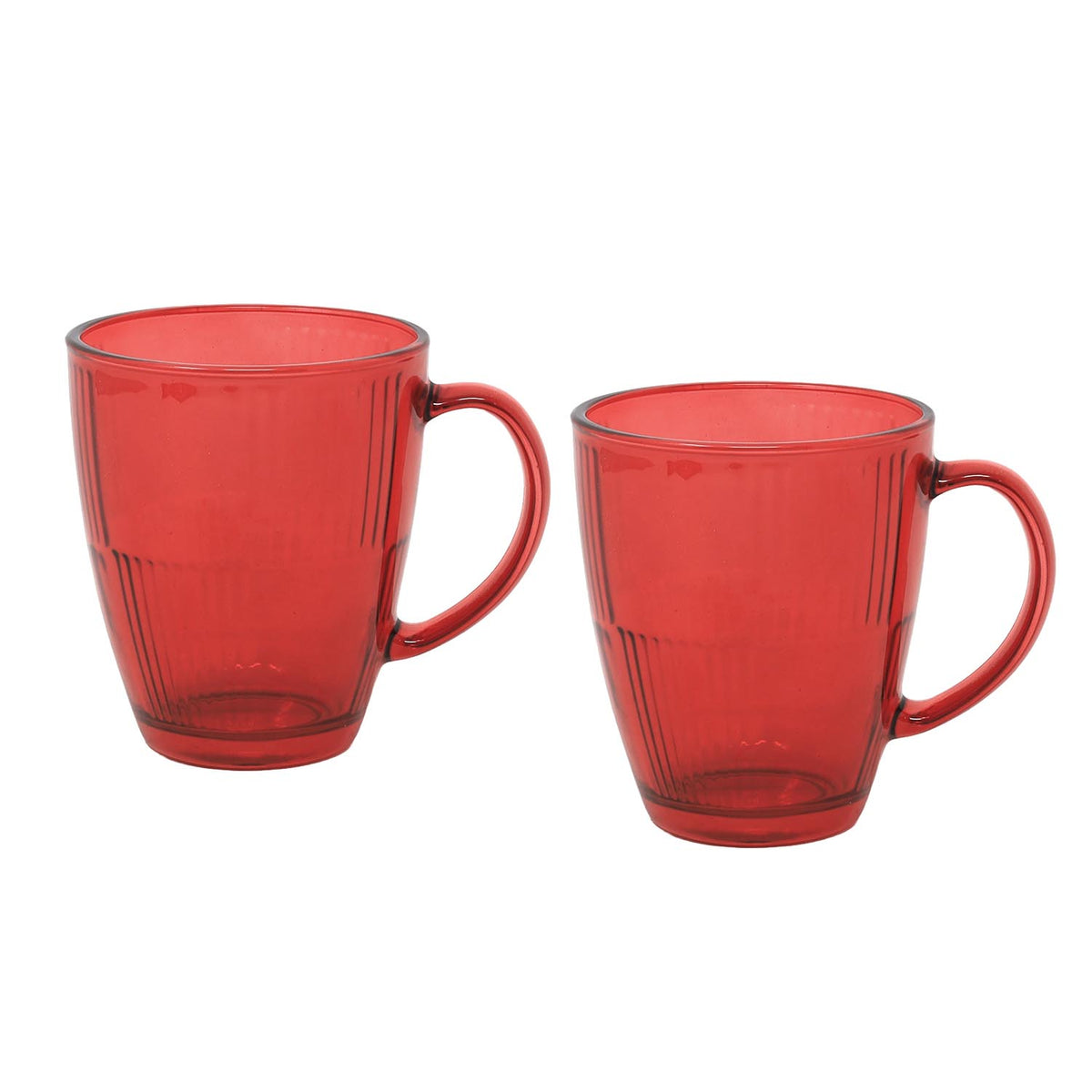 2pcs Red Cups Clear Drinking Glasses
