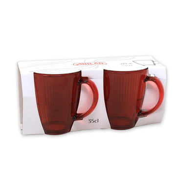 2pcs Red Cups Clear Drinking Glasses