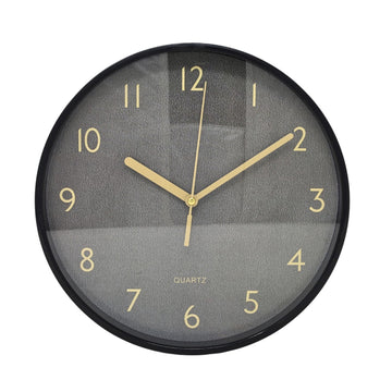 24.5cm Quartz Round Black Wall Clock