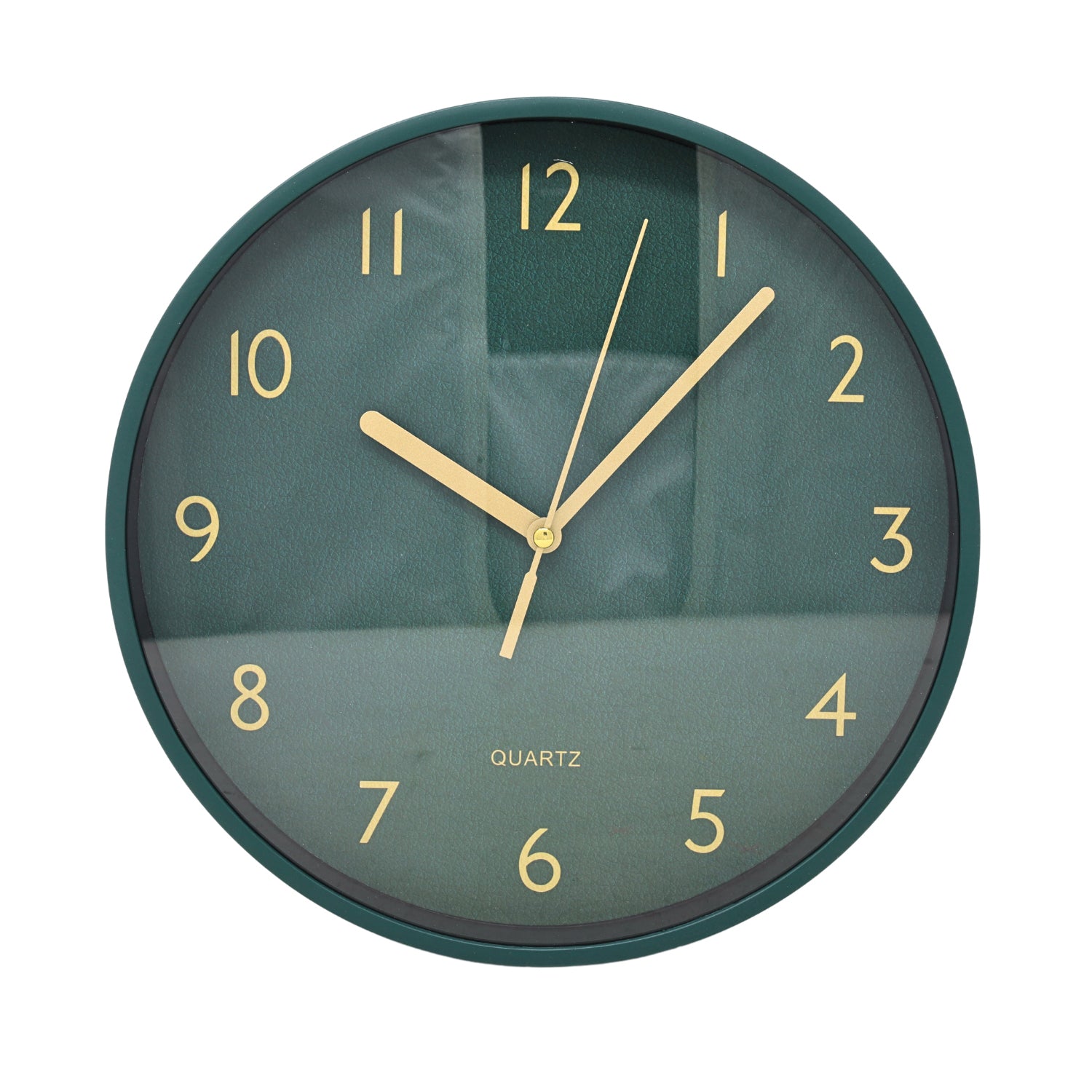 24.5cm Green Quartz Round Gold Wall Clock