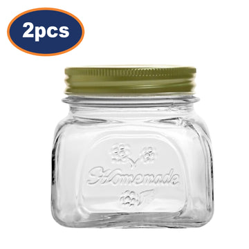 2Pcs 300ml with Screw Lid Glass Storage Jar