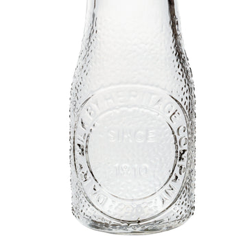 6Pcs 220ml Heritage Glass Juice Bottle Clear Embossed Milk Jug