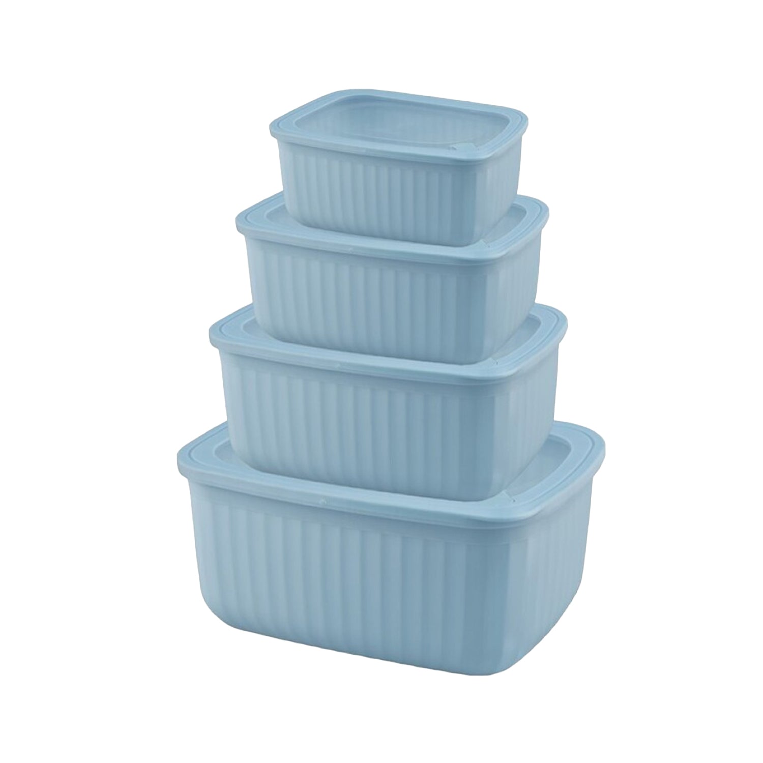 4 Piece Rectangle Food Storage Container Set Blue Stackable
