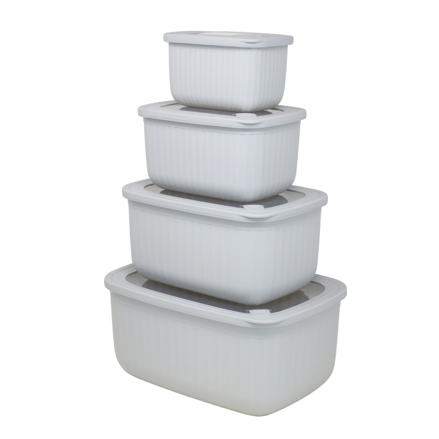 4 Piece Rectangle Food Storage Container Set Grey Stackable