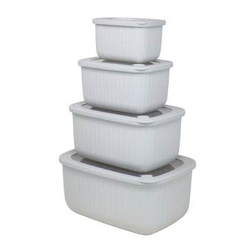 4 Piece Rectangle Food Storage Container Set Grey Stackable