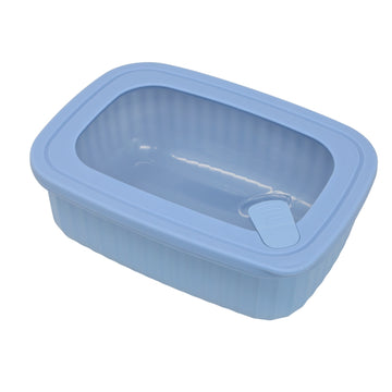 4 Piece Rectangle Food Storage Container Set Blue Stackable