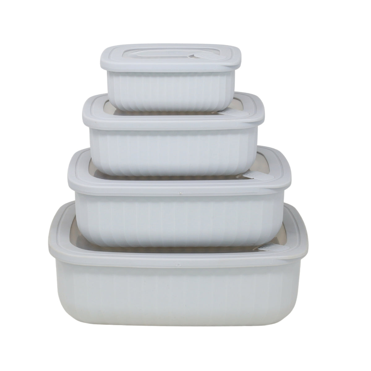 4 Piece Rectangle Food Storage Container Set Grey Stackable