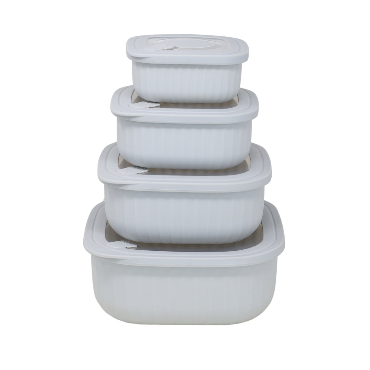 4 Piece Square Food Storage Container Set Grey Stackable